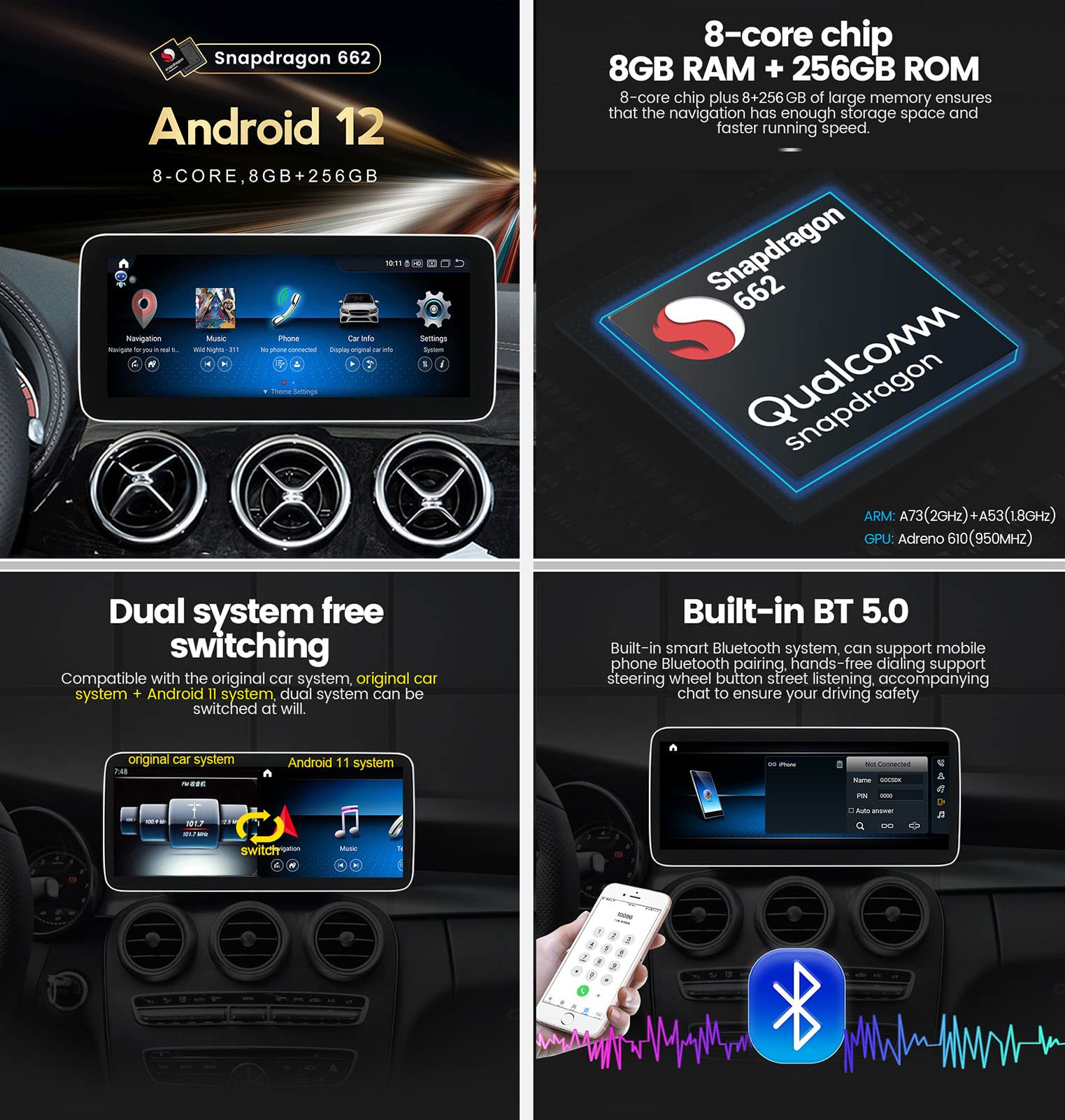 Amazon.co.jp: Android 12 カーステレオ GPS 衛星ナビ メルセデス